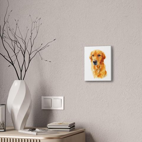 Preview mockup: portrait on a canvas hanging on a wall