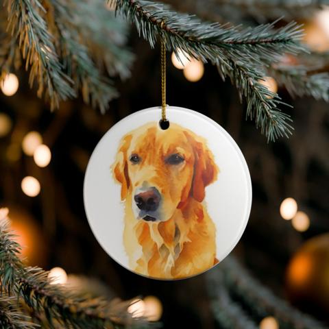 Preview mockup: the same portrait on a round ornament